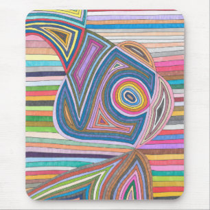 Vibrant Abstract Geometric Striped Pattern Mouse Mat