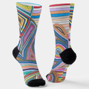 Vibrant Abstract Geometric Striped Pattern Socks