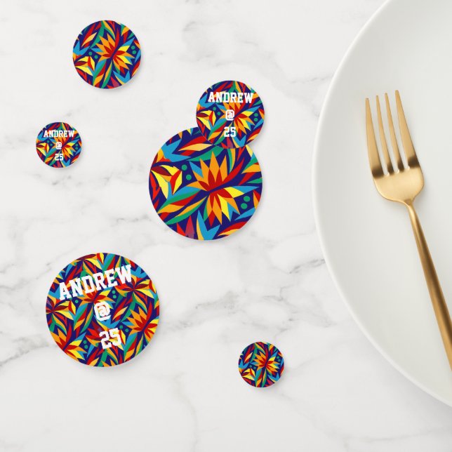 Vibrant Abstract Geometric Tropical Multicolored  Confetti (Group)