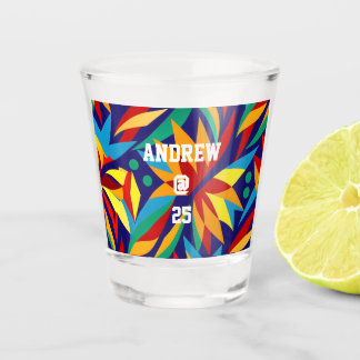Vibrant Abstract Geometric Tropical Multicolored Shot Glass