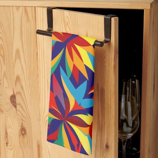 Vibrant Abstract Geometric Tropical Multicolored  Tea Towel (Thirds Fold)
