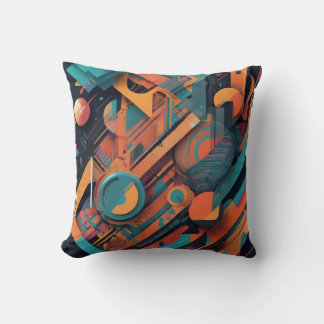 Vibrant Abstract Geometry – Bold Graphic Art with Cushion