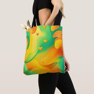 Vibrant Abstract Hearts Art Tote Bag