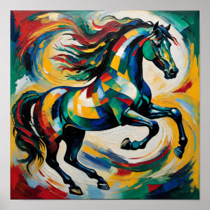 Vibrant Abstract Horse Painting – Colorful Express Poster