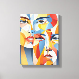 Vibrant abstract human face canvas print