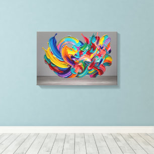 Vibrant Abstract Impasto Paint Swirls Modern Art Canvas Print