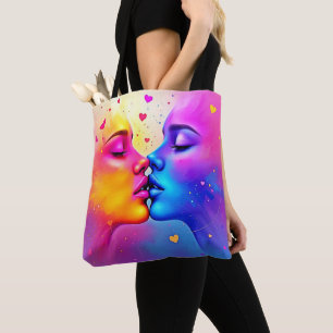 Vibrant Abstract Kiss Art Tote Bag