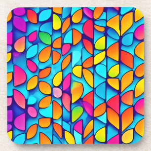 Vibrant Abstract Leaf Burst Coaster