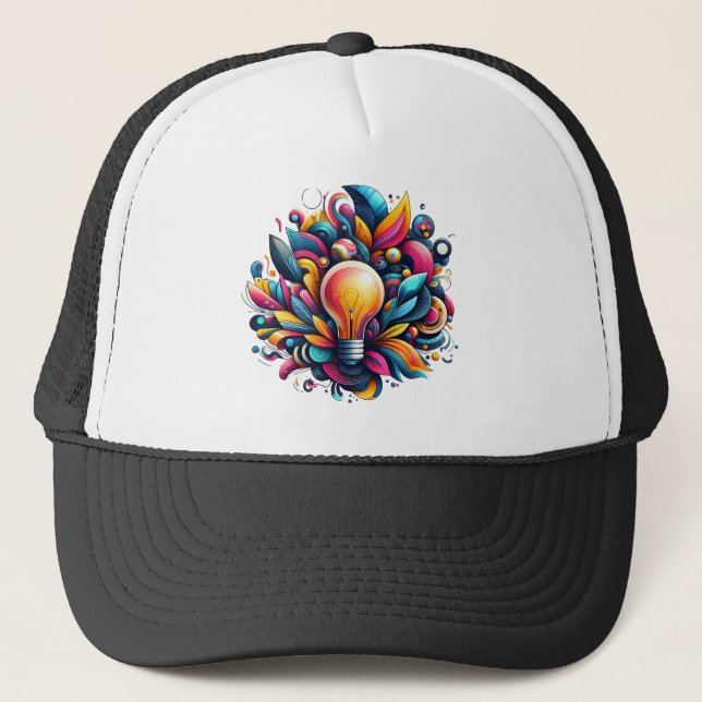 Vibrant Abstract Light Bulb Explosion Trucker Hat (Front)
