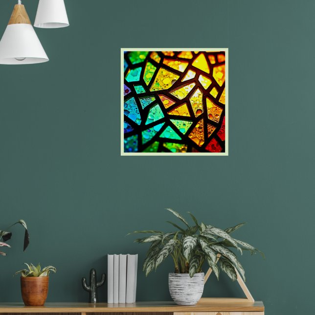 Vibrant Abstract Light Mosaic Design Poster (Living Room 1)