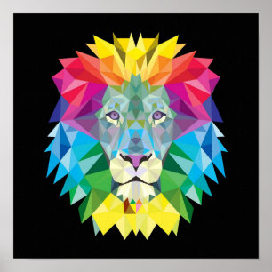 Vibrant Abstract Lion Painting Poster