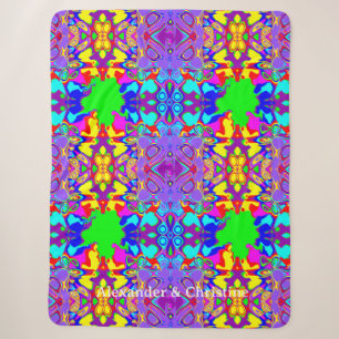 Vibrant Abstract Liquid Geometric Art Sherpa Blanket
