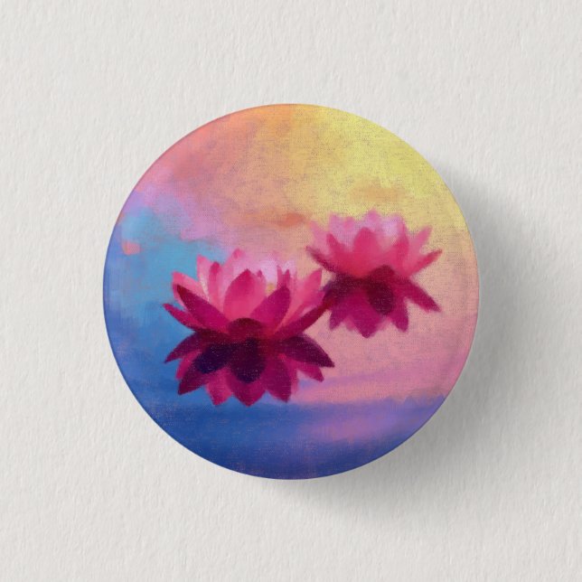 Vibrant Abstract Lotus Flowers 3 Cm Round Badge (Front)