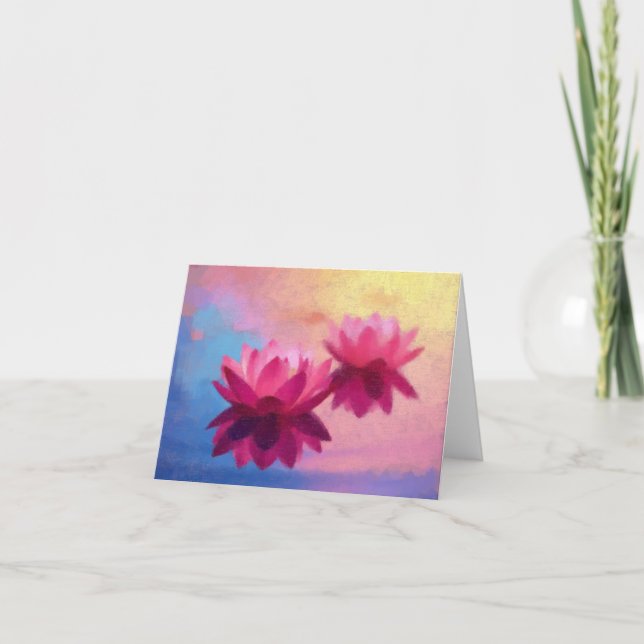 Vibrant Abstract Lotus Flowers Thank You Card (Front)