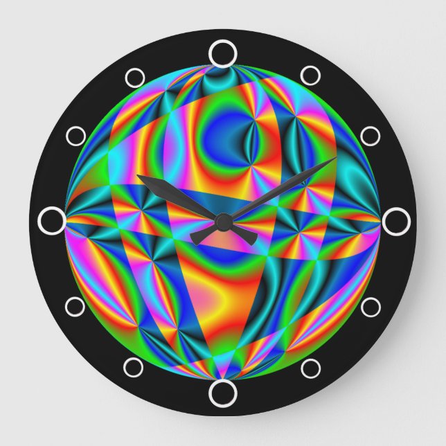 Vibrant Abstract Multicoloured Design Large Clock (Front)