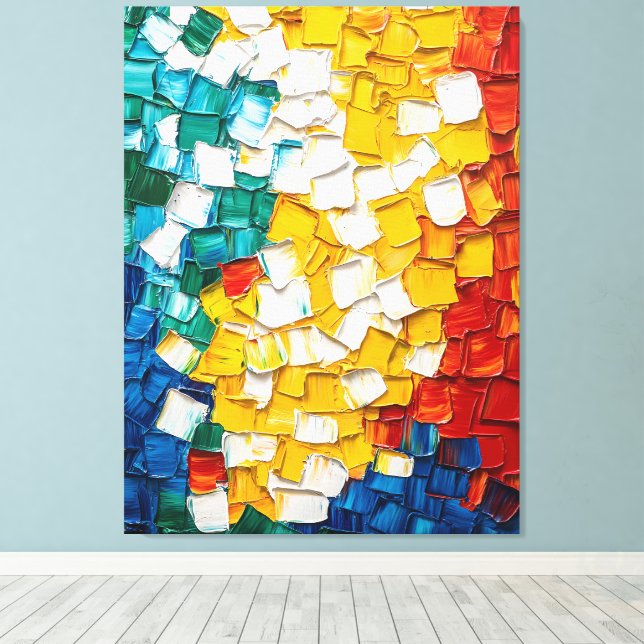 Vibrant Abstract Oil Painting Canvas Print (Insitu(Wood Floor))