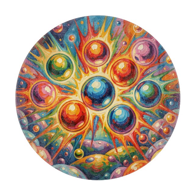 Vibrant Abstract Orbs Radiant Fluid  Cutting Board (Front)