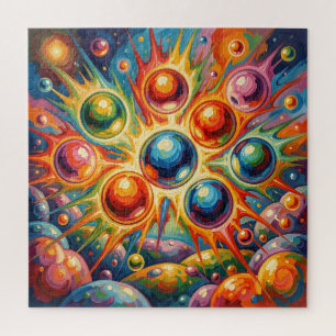 Vibrant Abstract Orbs Radiant Fluid Jigsaw Puzzle