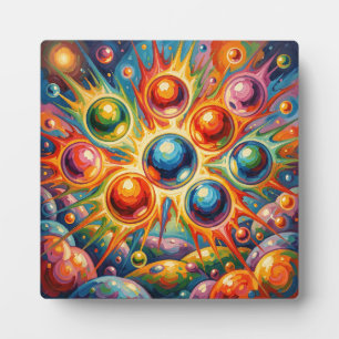 Vibrant Abstract Orbs Radiant Fluid  Plaque
