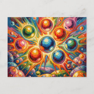 Vibrant Abstract Orbs Radiant Fluid Postcard