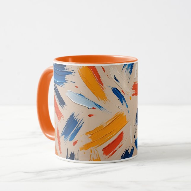 Vibrant Abstract Paint Brush Stroke Mug (Front Left)
