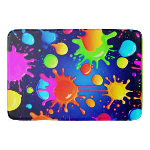 Vibrant Abstract Paint Explosion Bath Mat