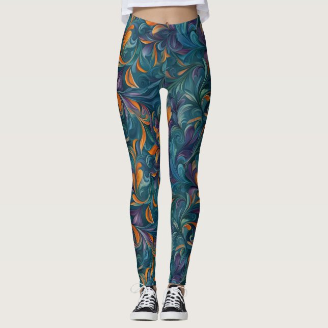Vibrant Abstract Paisley-Inspired Pattern (2) Leggings (Front)
