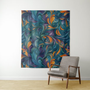 Vibrant Abstract Paisley-Inspired Pattern (2) Tapestry