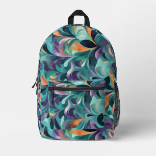 Vibrant Abstract Paisley-Inspired Pattern Printed Backpack