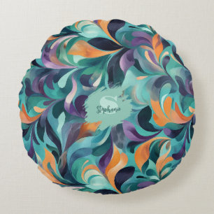 Vibrant Abstract Paisley-Inspired Pattern Round Cushion