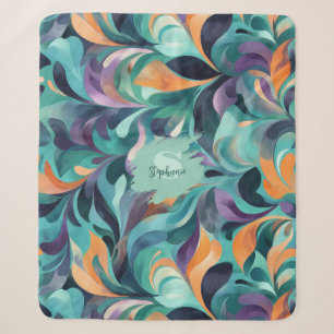 Vibrant Abstract Paisley-Inspired Pattern Sherpa Blanket
