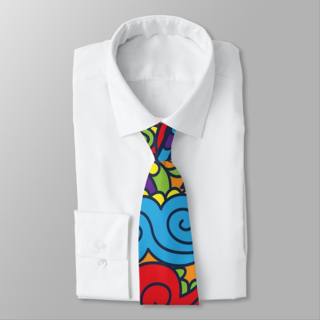 Vibrant Abstract Paisley Pattern Tie (Tied)