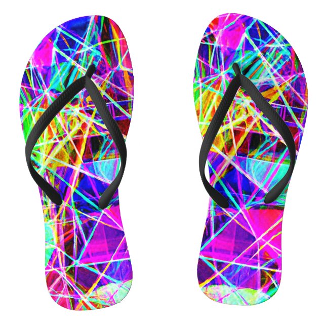 Vibrant Abstract Pattern Design Flip Flops (Footbed)