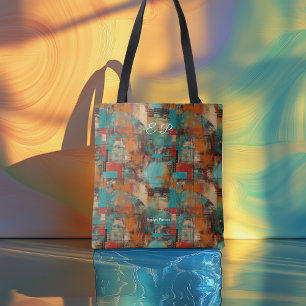Vibrant Abstract Personalised Tote Bag Initials