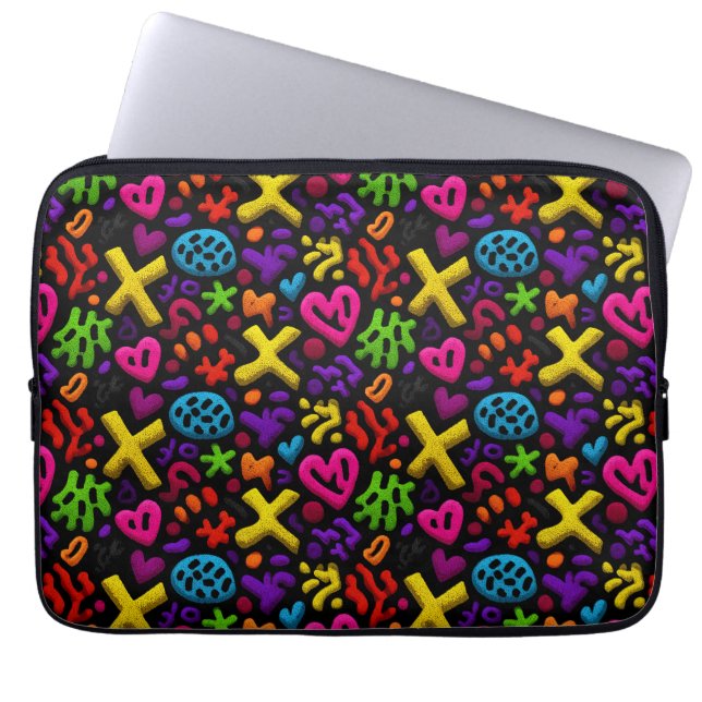 Vibrant Abstract Pop Art Seamless Pattern Laptop Sleeve (Front)
