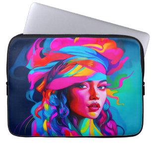 Vibrant Abstract Portrait Laptop Sleeve