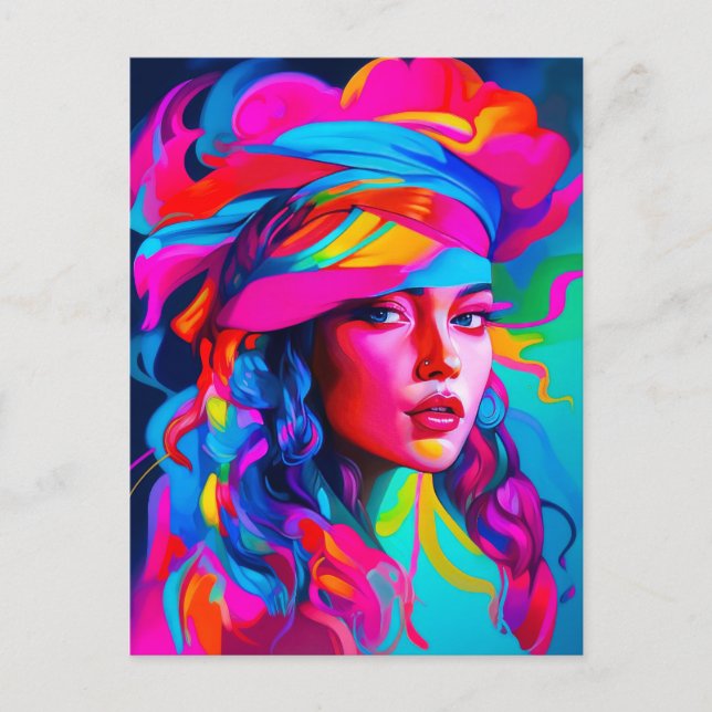 Vibrant Abstract Portrait  Postcard (Front)