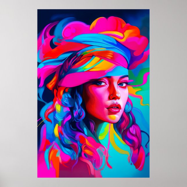 Vibrant Abstract Portrait  Poster (Front)