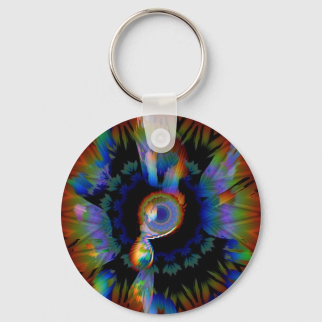 Vibrant Abstract Rainbow Eye Keychain (Front)