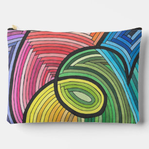 Vibrant Abstract Rainbow Swirl with Layered Lines Accessory Pouch