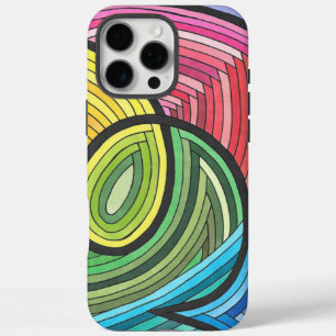 Vibrant Abstract Rainbow Swirl with Layered Lines iPhone 16 Pro Max Case