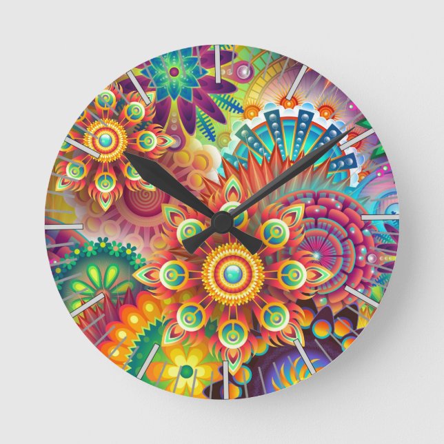 Vibrant Abstract Round Clock (Front)