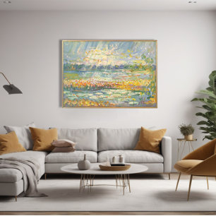 Vibrant Abstract Seaside Landscape Impressionist Canvas Print