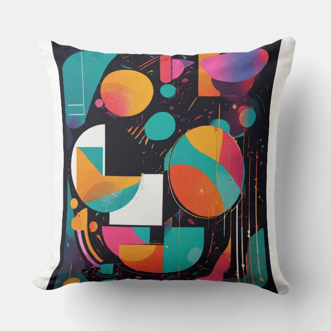 Vibrant Abstract Shapes Pillow (Front)