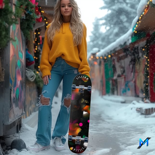 Vibrant Abstract Skate Deck with Neon and Halftone (Creator Uploaded)