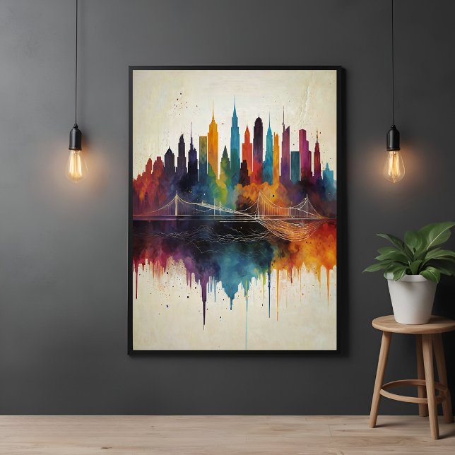 Vibrant Abstract Skyline Cityscape Art Poster (Creator Uploaded)