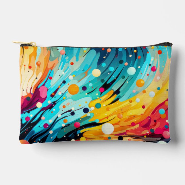 Vibrant Abstract Splashing Print Accessory Pouch (Front)