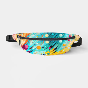 Vibrant Abstract Splashing Print Bum Bags