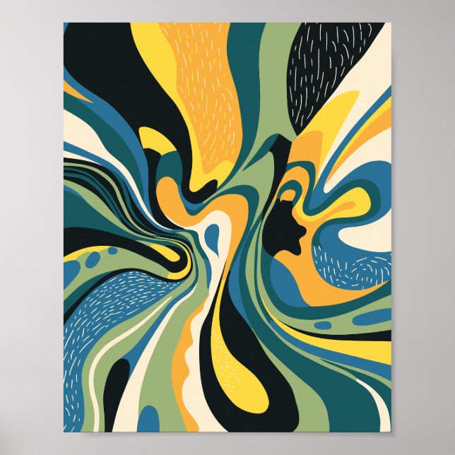 Vibrant Abstract Swirl Art Poster (Front)