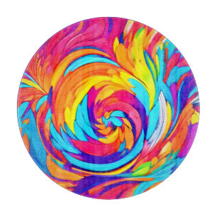 Vibrant Abstract Swirl Artwork Cutting Board
